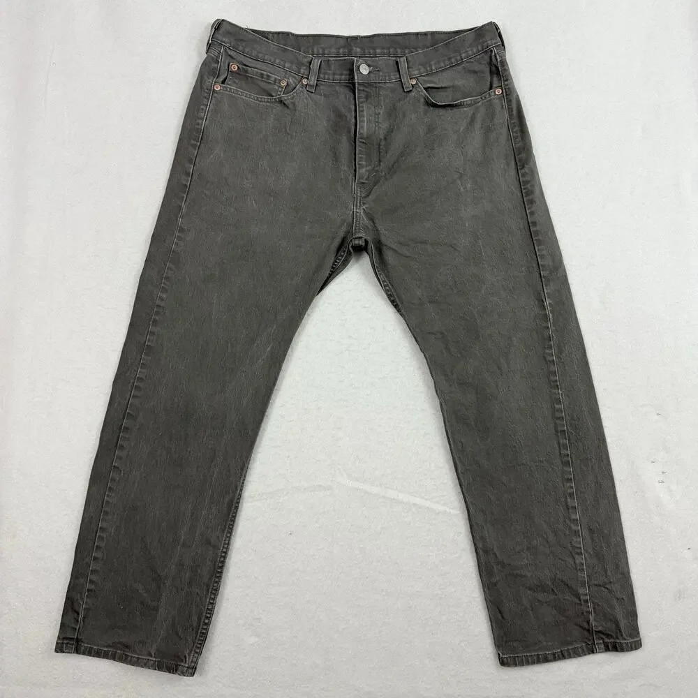 Levis 505 Jeans Mens Size 38X29 Gray Regular Fit Straight Medium Wash Denim